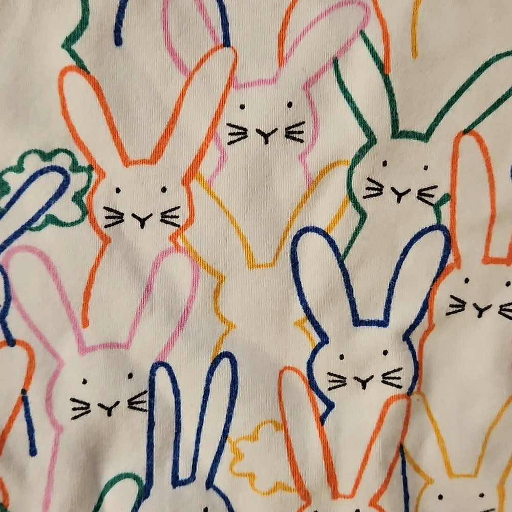 Hanna Andersson Cream Long-Sleeve Tee with Rainbow Bunny Print‎ Size 5